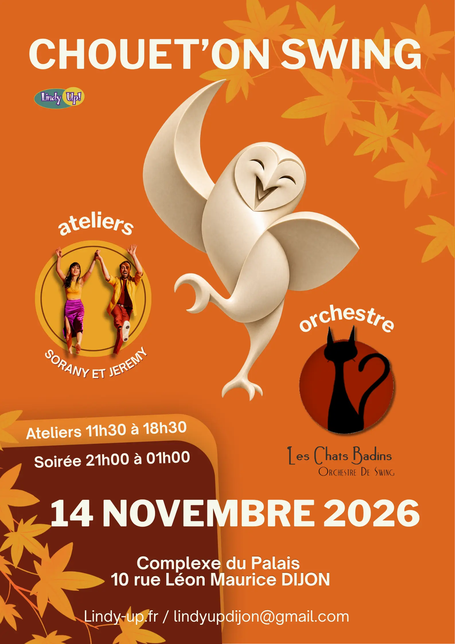 Affiche Chouet'On Swing 2026 - 14 novembre, 4 ateliers + soirée orchestre